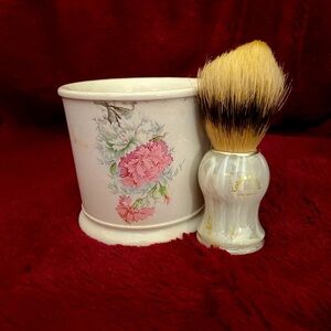 Floral Shaving Mug and Brush Set